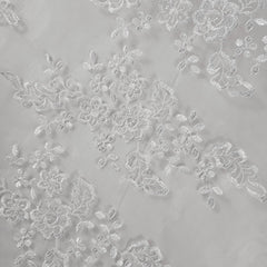 Ariana White Floral Organza Dress Piece ( Cut of 5 meters) Embroidered Fabric