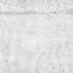 Ariana White Floral Organza Dress Piece ( Cut of 5 meters) Embroidered Fabric
