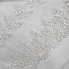 Carina White Floral Lacey Net Embroidered Fabric