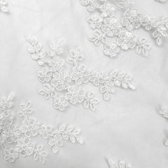 Carina White Floral Lacey Net Embroidered Fabric