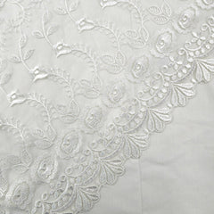 Nora White Floral Lacey Embroidered Net Fabric