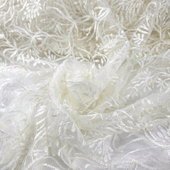 Elisa Off - White Net Embroidered Fabric