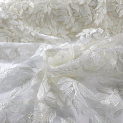 Lisa Sequin Embroidered Off - White (Ivory) Net Fabric