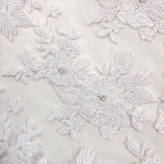 Isabella Pearl & Sequin Lacey Net Floral Embroidered Fabric