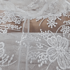 Jennifer White Floral Lacey Embroidered Net Fabric