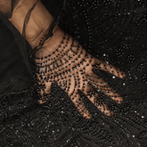 Black Embroidered Net Fabric with Sequins, Cutdana and Beads