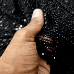 Black Embroidered Net Fabric with Sequins and Beads