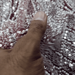 Maroon Embroidered Net Fabric with Sequins and Beads