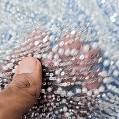 Cinderella Blue Embroidered Net Fabric with Sequins and Beads