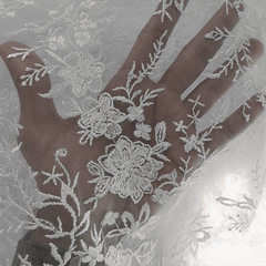 Emma Floral Lacey Embroidered Net Fabric
