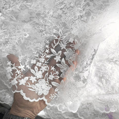 Emma Floral Lacey Embroidered Net Fabric