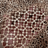 Cutwork Embroidered Fabric in Geometric Grid with Sequin Highlights