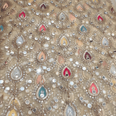 Multicolor Embroidered Net Fabric on Sequin,Zari & Mirror Work