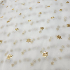 Dyeable Golden Floral Sequin Work on Net Fabric