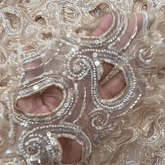 Cutwork Embroidered Fabric in Paisley Grid with Floral Sequin Highlights