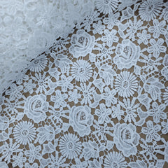 Guipure Cotton Dyeable Fabric with Flower and Leaf Motifs