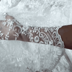 Eva Floral Embroidered Work on White Lacey Net Fabric