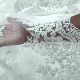 Carina White Floral Lacey Net Embroidered Fabric