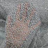 Embroidered Dark Grey Color Net Fabric with Intricate Floral patterns