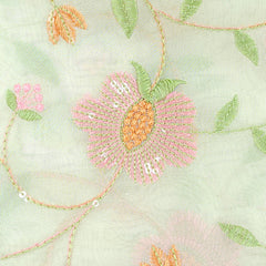 Nargis Embroidered Fabric on off white Organza Base