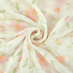 Nargis Embroidered Fabric on off white Organza Base