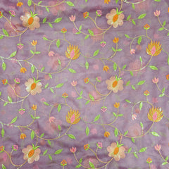 Nargis Embroidered Fabric on Lilac Organza Base