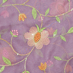 Nargis Embroidered Fabric on Lilac Organza Base