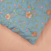 Nargis Embroidered Fabric on Powder Blue Organza Base