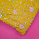 Nargis Embroidered Fabric on Mustard Yellow Organza Base