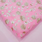 Zeenat Floral Sequin Work on Baby Pink Organza Base