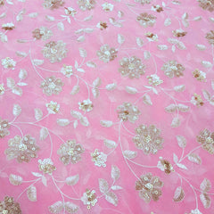 Zeenat Floral Sequin Work on Baby Pink Organza Base