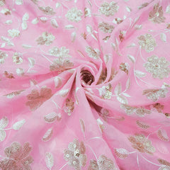 Zeenat Floral Sequin Work on Baby Pink Organza Base