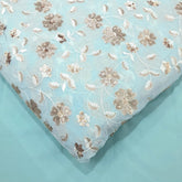 Zeenat Floral Sequin Work on Powder Blue Organza Base