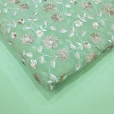 Zeenat Floral Sequin Work Pastel Green on Organza Base