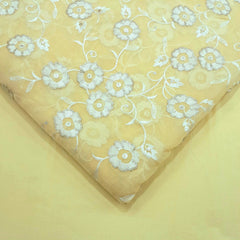 Zeenat Floral Sequin Work on Light Yellow Organza Base