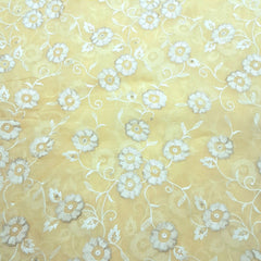 Zeenat Floral Sequin Work on Light Yellow Organza Base