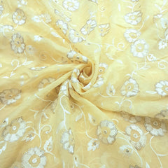 Zeenat Floral Sequin Work on Light Yellow Organza Base