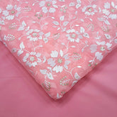 Zeenat Floral Sequin Work on Peach Pink Color Organza Base