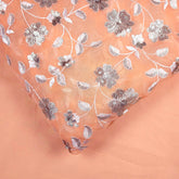 Zeenat Floral Sequin Work on Light Orange Organza Base