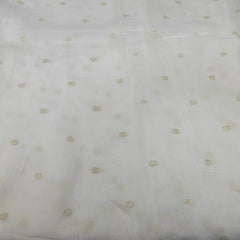 Gold Sequin Embroidered Dyeable Organza Fabric with Flower Motif