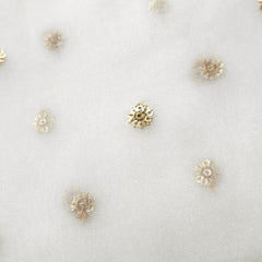 Gold Sequin Embroidered Dyeable Organza Fabric with Circular Motif