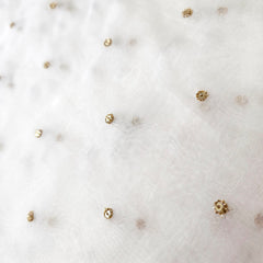 Embroidered Dyeable Organza Fabric with Gold Sequin Butta