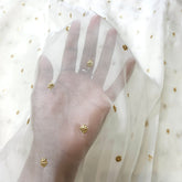 Embroidered Dyeable Organza Fabric with Gold Small Sequin Butta