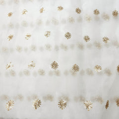 Embroidered Dyeable Organza Fabric with Gold Floral Sequin Butta
