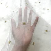 Dyeable Organza Fabric with Light Gold Floral Sequin Butta