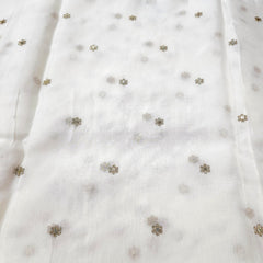 Dyeable Organza Fabric with Light Gold Floral Sequin Butta