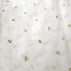 Dyeable Organza Fabric with Light Gold Floral Sequin Butta and Threadwork