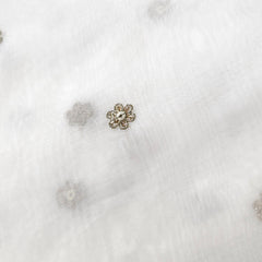 Dyeable Organza Fabric with Light Gold Floral Sequin Butta
