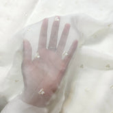 Dyeable Organza Fabric with Threadwork & Light Gold Sequin Work