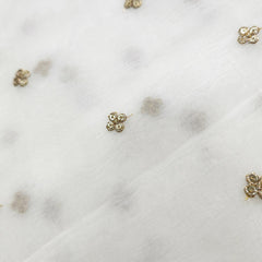 Dyeable Organza Fabric with Gold Sequin Work